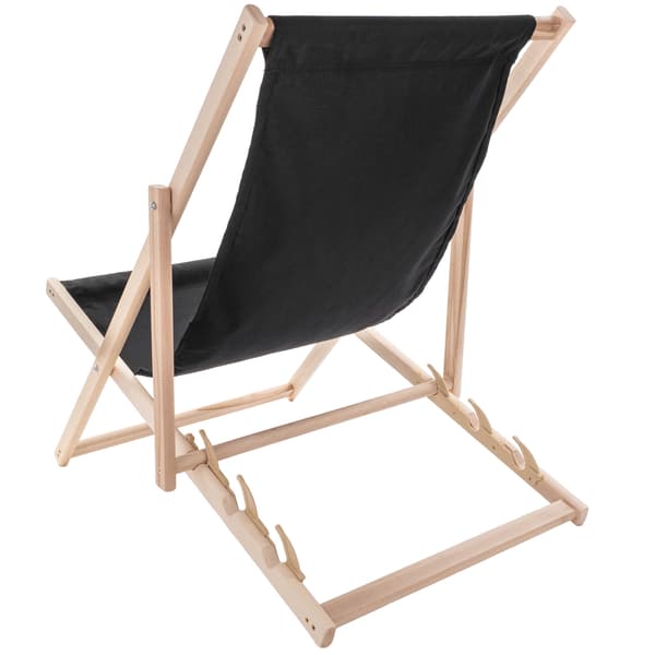 KADAX Træ Have Strand Liggestol Sammenklappelig til Terrasse Sort Poleret Producent