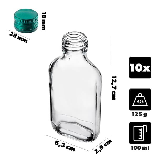 KADAX Pullo 100ml Vihreällä korkilla 10kpl.