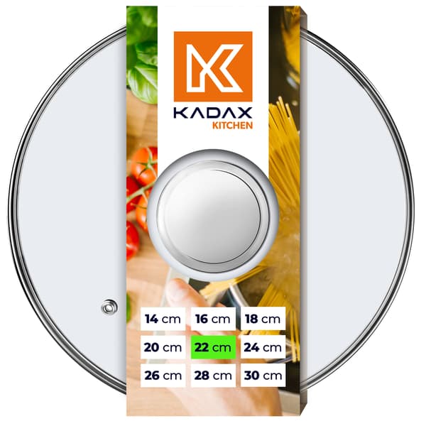 KADAX Glaslåg 22 cm Universal Varmebestandigt Gryde- og Pandedæksel