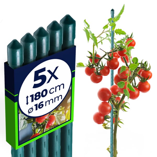 KADAX Växtstöd 180 cm tomatpinnar belagda 16 mm 5 st