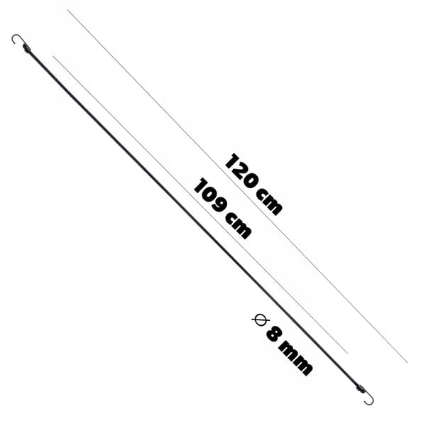 KADAX Elastisk gummireb med metalkrog 109 cm til fastgørelse af bagagepresenninger