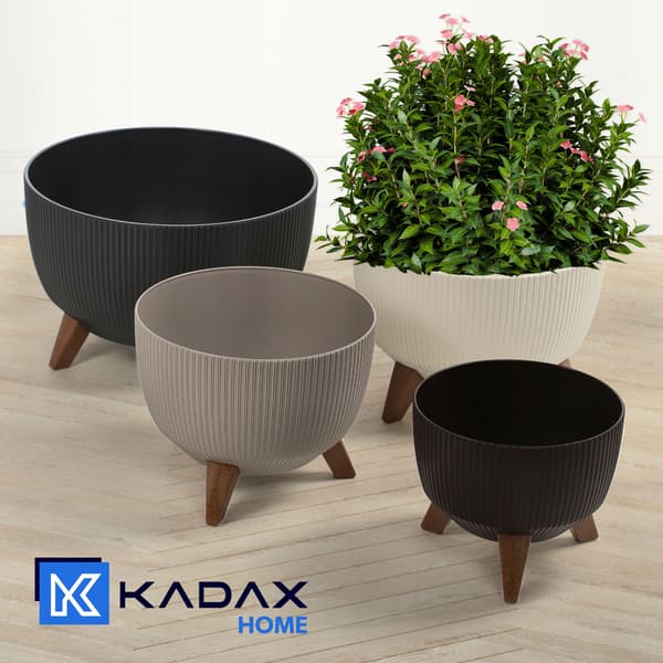 KADAX Urtepotte Havepotte med Ben til Blomster Stor Rund Indsatsskål 40 cm