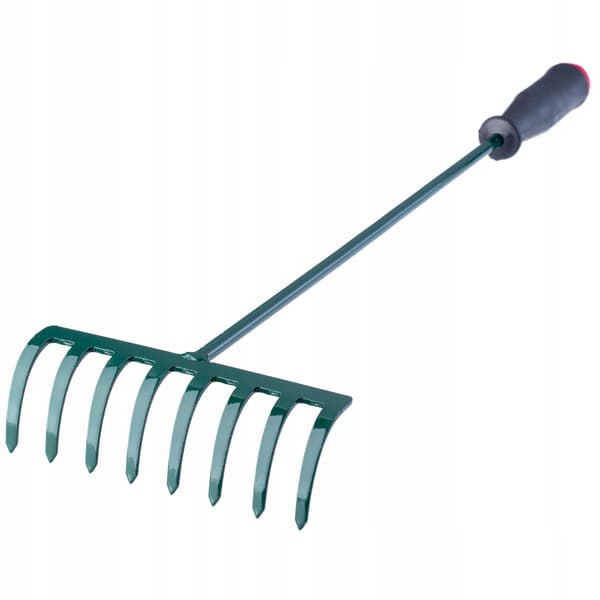 KADAX Metalrive til blade, græs, have, lille rive, 60 cm, 8 tænder, håndtag