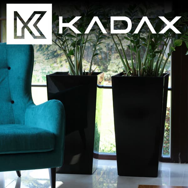 KADAX Urtepotte Havepotte + Indsats 29x58 cm Høj Stor Sort Glans Blomster