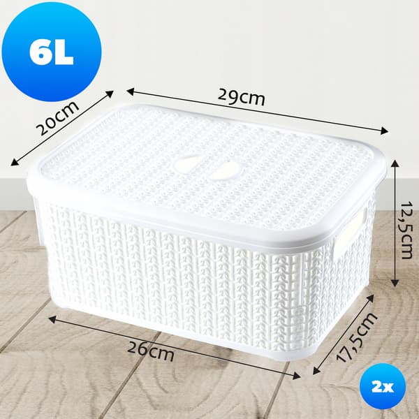 KADAX Korgorganisatör 6L Förvaringsbehållare Med Lock Korg Set Om 2