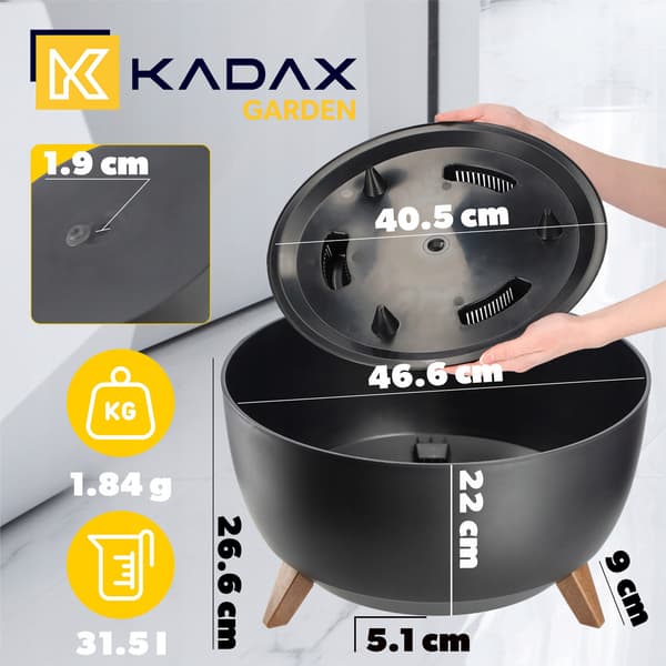 KADAX Urtepotte 47 cm Låg + Indsatsben Blomsterfod Sort
