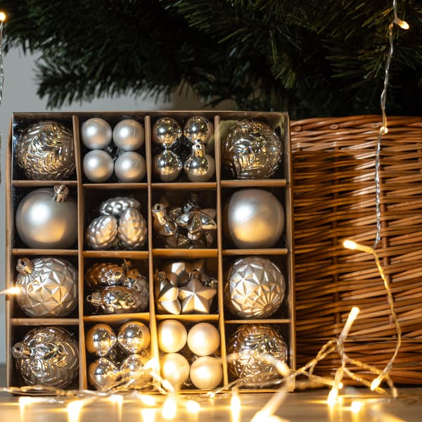 KADAX Splittersäkra Julgranskulor Silver Julgransprydnader Set med 60