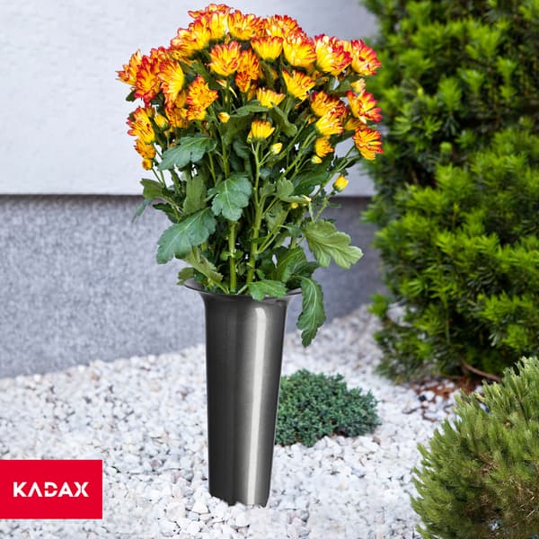 KADAX Vaseflaske til kirkegårdsgravsten 23 cm grafitgravsten til blomster