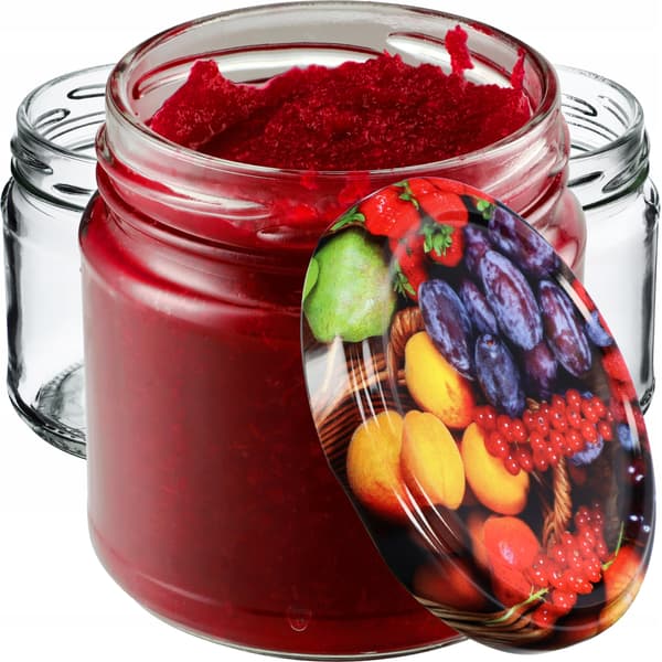 KADAX Lerma säilöntäpurkit 200ml 10kpl 66mm + "Fruit" kannet