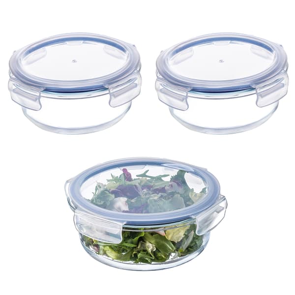 KADAX Glasmatbehållare 1300ml Med Lock Matlåda 3x