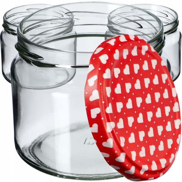 KADAX Sonka muurauspurkit 330ml 10kpl 82mm + "Hearts" kannet