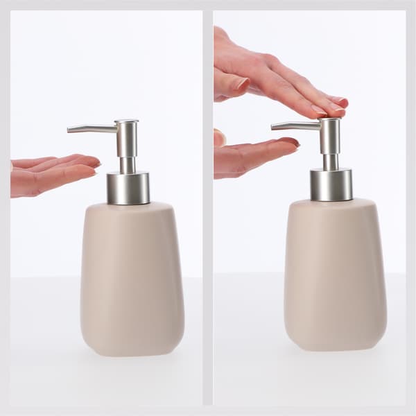 KADAX sæbedispenser til flydende sæbe 400ml beige keramikbeholder 2 stk.