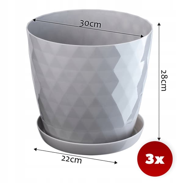 KADAX Blomkruka, Planter, Lock, 30 cm, Blomställ, Grå Plast, 3 st.