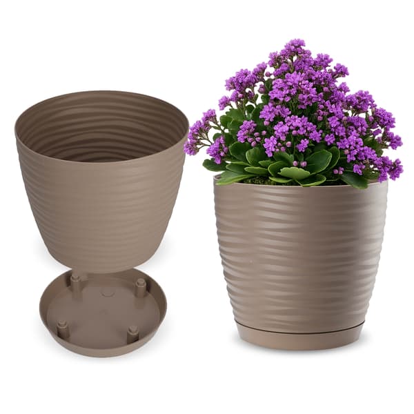 KADAX Urtepotte 17 cm Rund Plastik Urtepotte Beige
