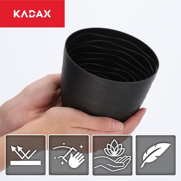 KADAX Urtepotte Plastikpotte til Blomster og Planter Sort Rund 13 cm