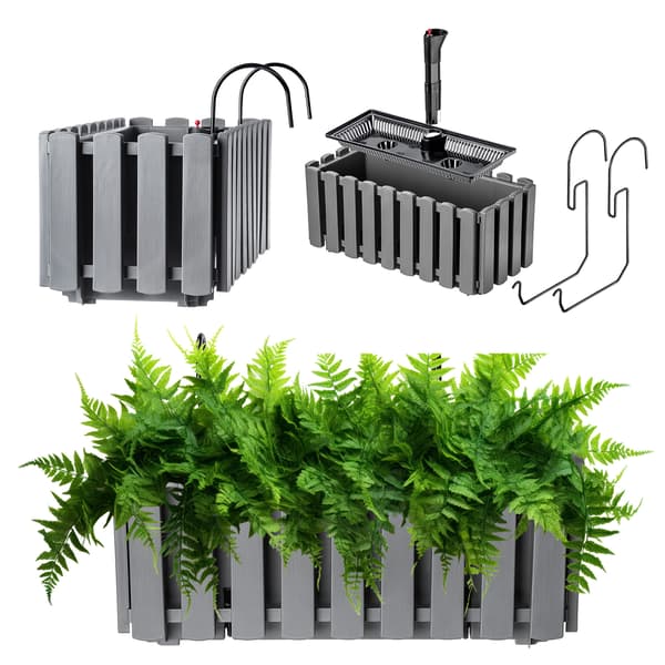 KADAX Balkonkasse Urtepotte Urtepottehåndtag 38x18x16,5 cm Grå
