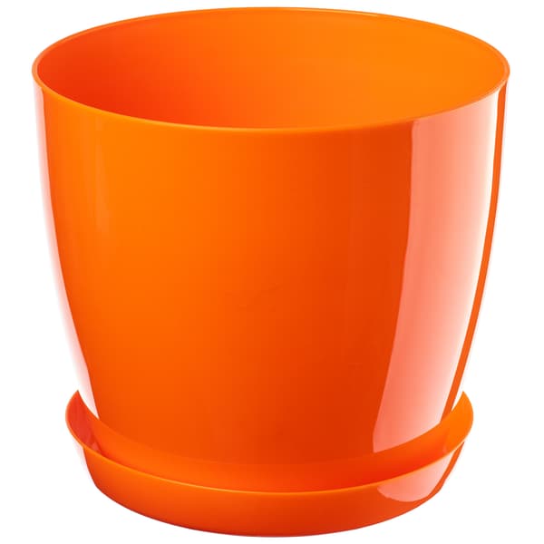 KADAX Urtepotte med Underkop Plastlåg Urtepotte 18cm Orange Kadax