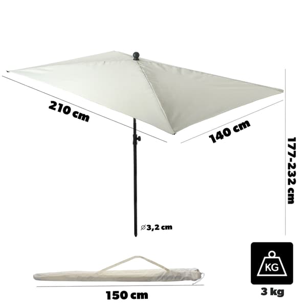 KADAX Stor Haveparasol 210cm Sammenfoldelig Balkonparasol Rektangulær Overtræk