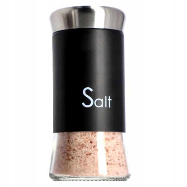KADAX saltbøsse saltbeholder sort 150ml glas stål krydderibeholder