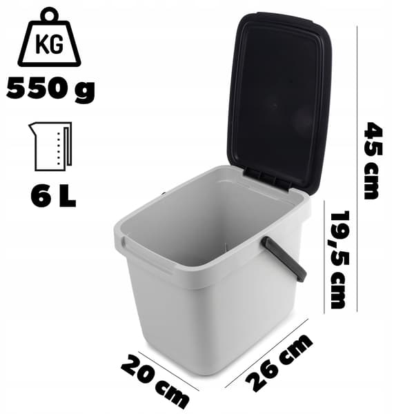 KADAX Affaldsbeholder, Bioaffaldsbeholder, 6L, Køkkenkomposter med låg