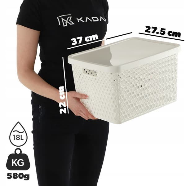 KADAX Korg med lock Förvaringslåda 18L Vit