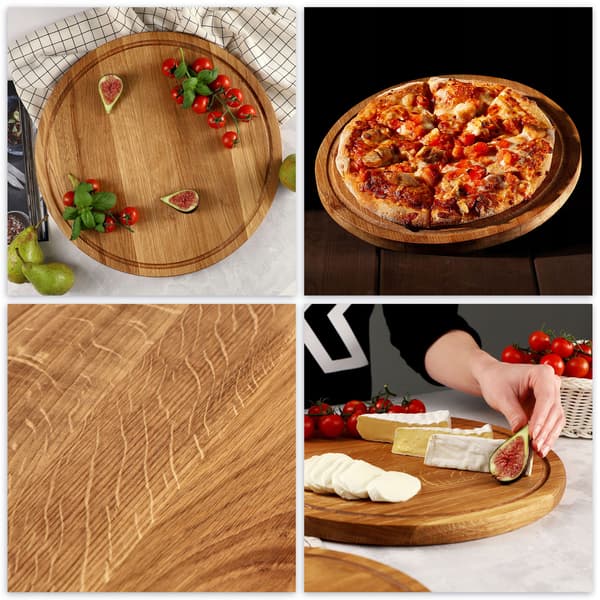 KADAX serveringsbræt til snacks, oste, pizzaer, træfad, 40 cm rundt
