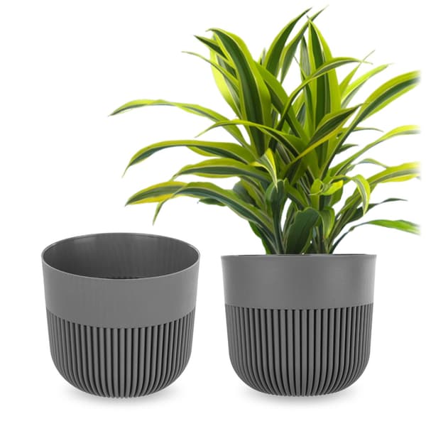 KADAX Blomkruka, Blomkruksskydd, 17 cm, Plast, Rund, Räfflad, Grå