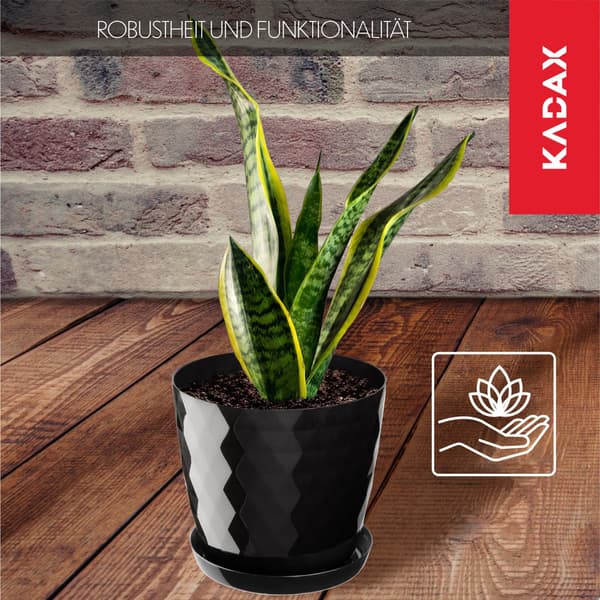 KADAX Plastik Urtepotte med Stativ, Urtepottedæksel, 12cm, Sort, Kadax