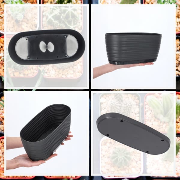KADAX Urtepotte 27cm Oval Plastik Urtepotte Antracit