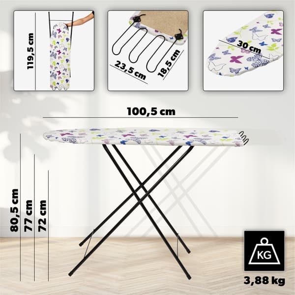 KADAX Foldbart Strygebræt 100x30cm Letvægts Strygejernholder Standard