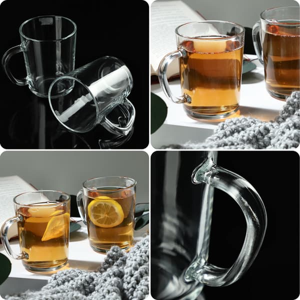 KADAX Winter te- og kaffeglas 410ml kopper med hank sæt med 6 glas
