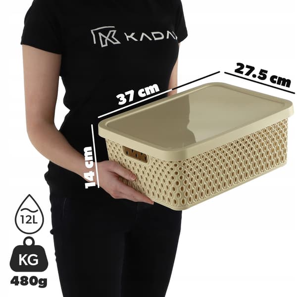 KADAX Korg med lock Förvaringslåda 12L Beige