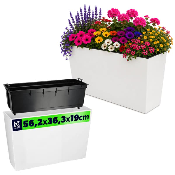 KADAX Trädgårdskruka + Insats Hög Blomställning Blommor 19 x 56 Glansig Vit