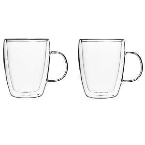 KADAX Termoglas för kaffe, te, latte, 350 ml dubbelväggiga muggar, 2 st