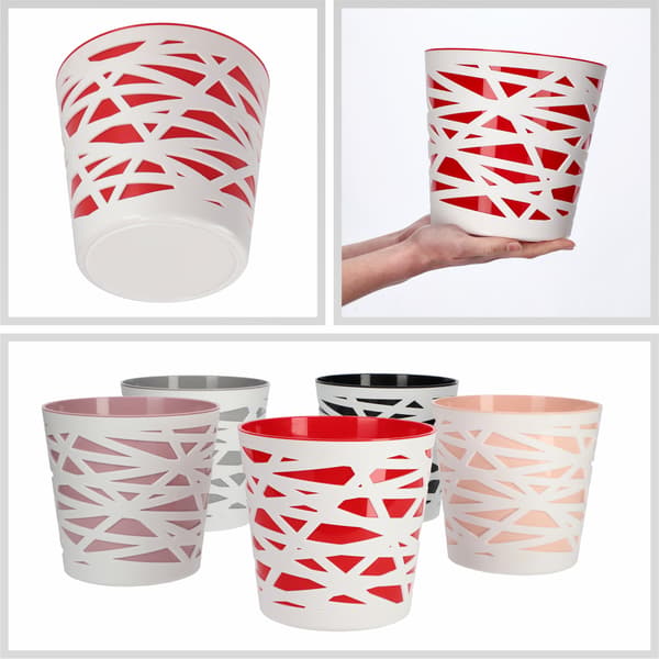 KADAX Urtepotte Plastik Lågindsats til Blomster og Planter 19 cm Rød