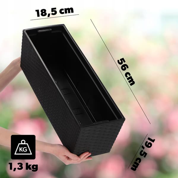 KADAX Urtepotte Balkonkasse med Indsats Blomsterstativ til Balustrade 19x56cm
