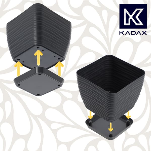 KADAX Blomkruka 12cm Fyrkantig Plastlock Antracit