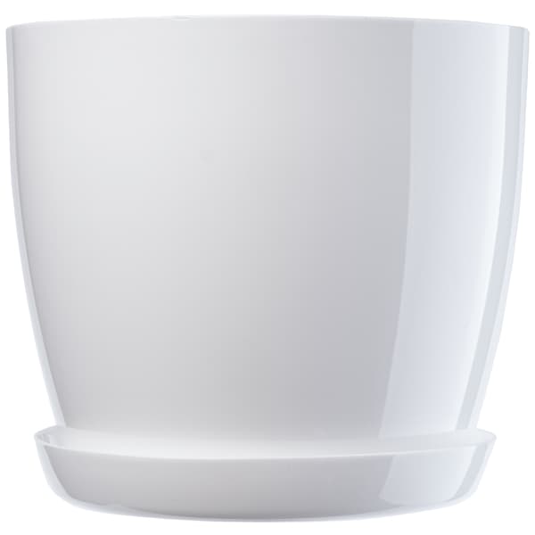 KADAX Urtepotte med Underkop Plastlåg Urtepotte 23 cm Blank Hvid Rund