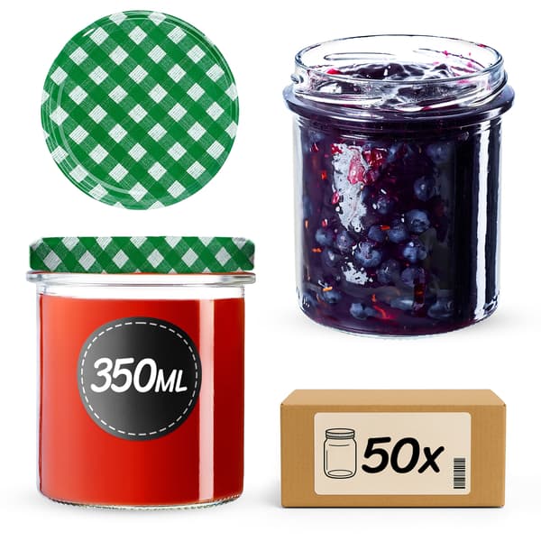 KADAX Avila muurauspurkit 350ml 50kpl 82mm + "Green Lattice" kansi