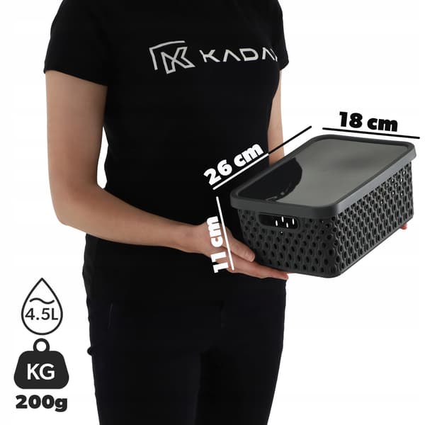 KADAX Korg med lock Förvaringslåda för behållare 4,5 l grå