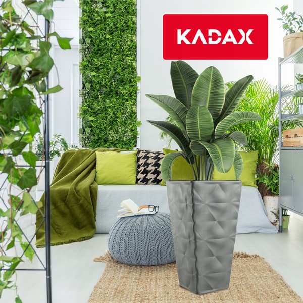 KADAX Stor Høj Havepotte med Blomsterindsats til Terrasse 56cm Grå