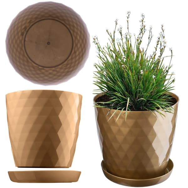 KADAX Plastblomkruka med stativ, Blomkruksskydd, 18 cm, Guld, Kadax