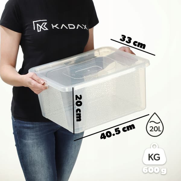 KADAX 20L plastbehållare med lock transparent låsbar stor låda
