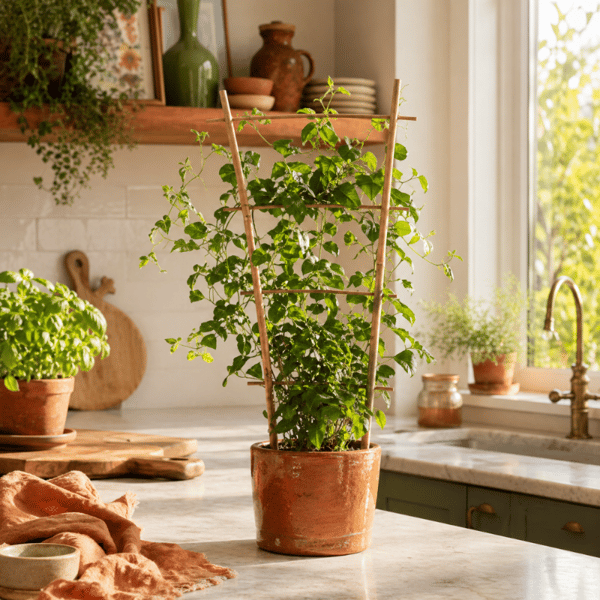 KADAX 5x Bambusstigestøtte til Blomster Planter 43cm Grøntsager Klatreplanter Dobbelt
