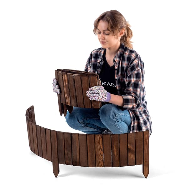 KADAX Palisade Trädgårdskant Trä Gräsmatta Indrivet Brunt 20x116