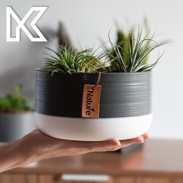 KADAX Keramik Urtepotte, Urtepotte, Rund, 17 cm, Grå