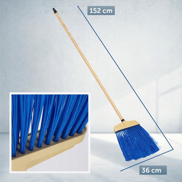 KADAX Gadekost, Fejemaskine med Træskaft, 35 cm