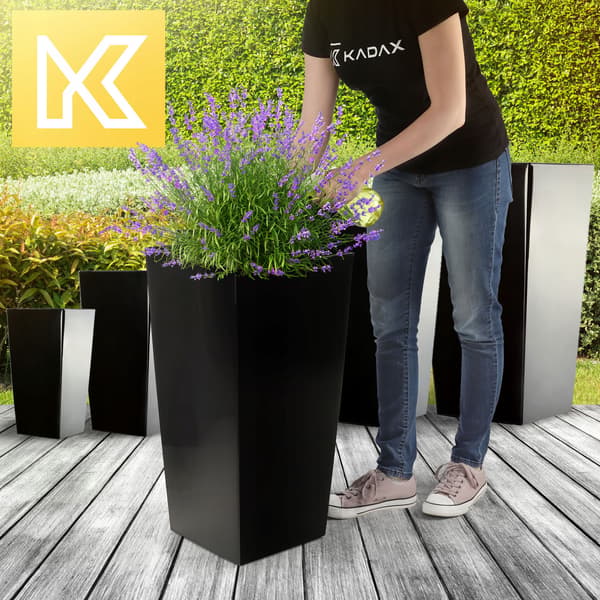 KADAX Urtepotte + Indsats Haveblomsterstativ Høj Sort Gloss 68cm