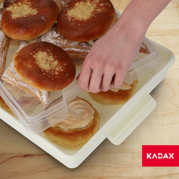 KADAX Plastbehållare för kakor, bakverk, kakask, rektangulär, stor