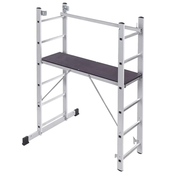 KADAX Mini Aluminium Stillads 2x6 Trin Sammenklappelig Arbejdsplatform Stige 3i1
